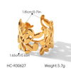 Wholesale Geometric Stainless Steel Electroplated Hollow Leaf Ring For Women Fashion Accessory
