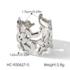 Wholesale Geometric Stainless Steel Electroplated Hollow Leaf Ring For Women Fashion Accessory