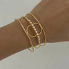 Wholesale Geometric Stainless Steel Electroplated Hollow Open Bracelet With Lines Inlaid With Zircon