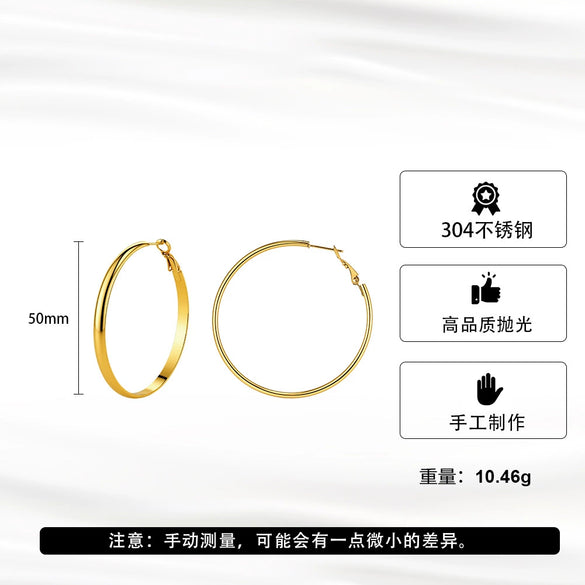 Wholesale Geometric Stainless Steel Electroplated Hoop Earrings For Women
