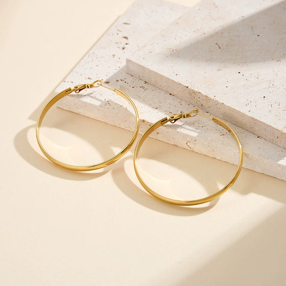 Wholesale Geometric Stainless Steel Electroplated Hoop Earrings For Women