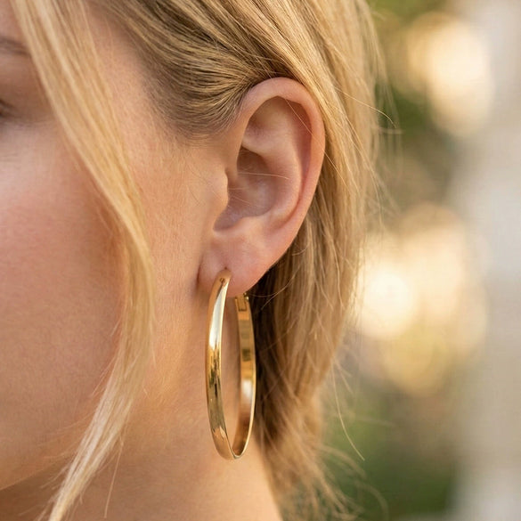 Wholesale Geometric Stainless Steel Electroplated Hoop Earrings For Women