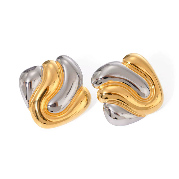 Wholesale Geometric Stainless Steel Electroplated Irregular Concaveconvex Women's Earrings
