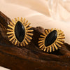 Wholesale Geometric Stainless Steel Electroplated 18K Gold Black Onyx Eyes Earrings For Women