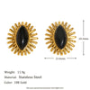 Wholesale Geometric Stainless Steel Electroplated 18K Gold Black Onyx Eyes Earrings For Women