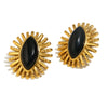 Wholesale Geometric Stainless Steel Electroplated 18K Gold Black Onyx Eyes Earrings For Women