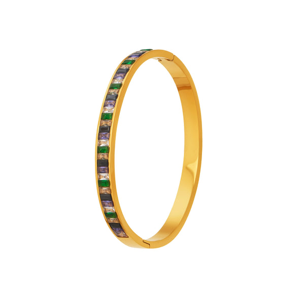 Wholesale Geometric Stainless Steel Electroplated 18K Gold Clasp Colorful Zircon Bracelet