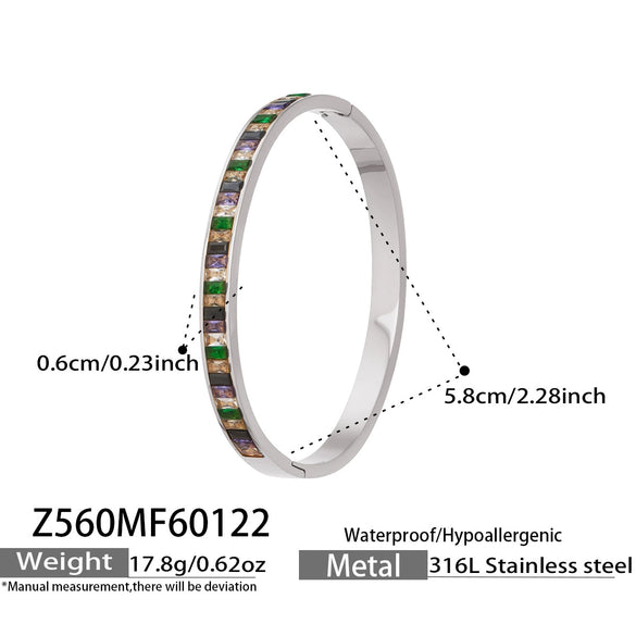 Wholesale Geometric Stainless Steel Electroplated 18K Gold Clasp Colorful Zircon Bracelet