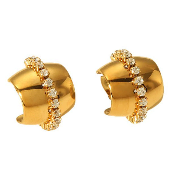 Wholesale Geometric Stainless Steel Electroplated 18K Gold Cshaped Earrings For Women
