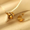 Wholesale Geometric Stainless Steel Electroplated 18K Gold Cshaped Earrings For Women
