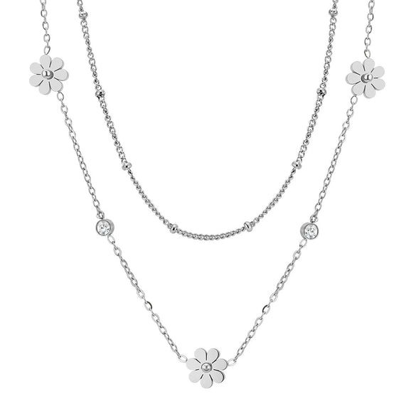 Wholesale Geometric Stainless Steel Electroplated 18K Gold Daisy Chrysanthemum Necklace For Women
