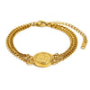 Wholesale Geometric Stainless Steel Electroplated 18K Gold Double Chain Queen Head Bracelet For Women