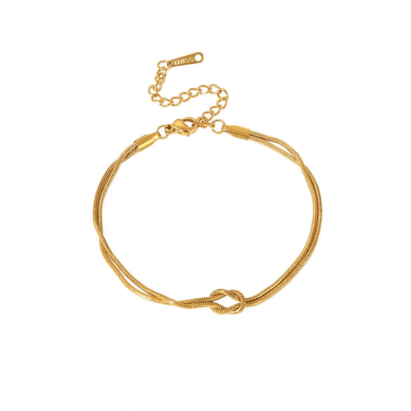 Wholesale Geometric Stainless Steel Electroplated 18K Gold Doublelayer Couple Bracelet For Women