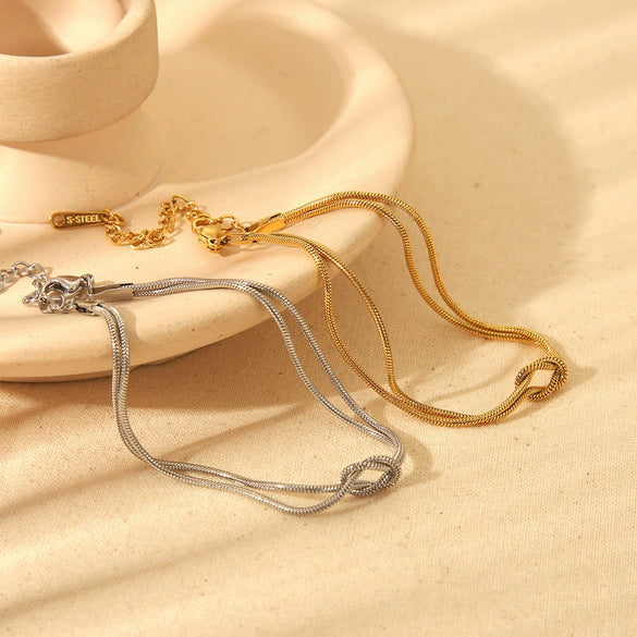 Wholesale Geometric Stainless Steel Electroplated 18K Gold Doublelayer Couple Bracelet For Women
