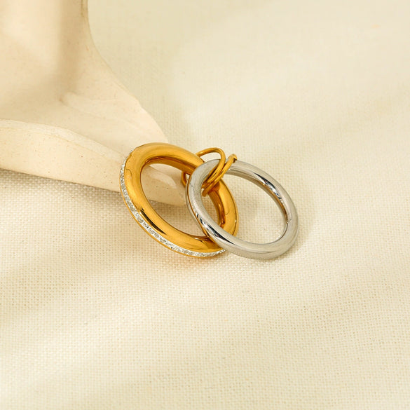 Wholesale Geometric Stainless Steel Electroplated 18K Gold Doublelayered Stacking Rings Jewelry For Women