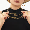 Wholesale Geometric Stainless Steel Electroplated 18K Gold Open Choker Necklace For Women