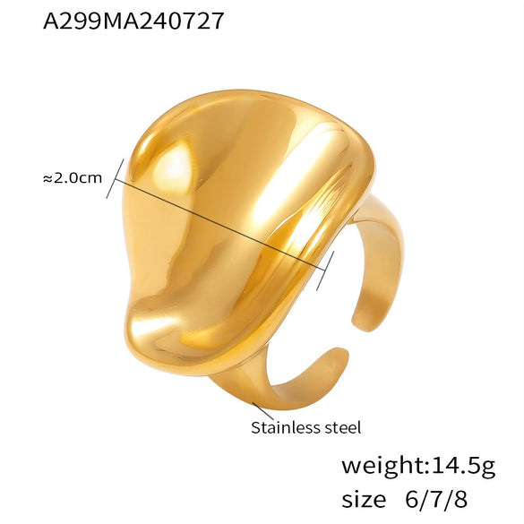 Wholesale Geometric Stainless Steel Electroplated 18K Gold Threedimensional Ring For Women