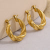 Wholesale Geometric Stainless Steel Electroplated 18K Gold Twisted Round Earrings For Women