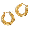 Wholesale Geometric Stainless Steel Electroplated 18K Gold Twisted Round Earrings For Women