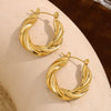 Wholesale Geometric Stainless Steel Electroplated 18K Gold Twisted Round Earrings For Women