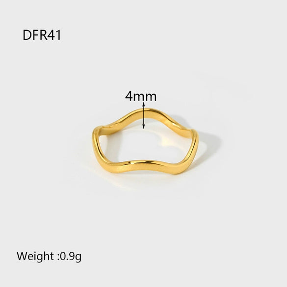 Wholesale Geometric Stainless Steel Electroplated 18K Gold Wavy Tail Overlapping Ring For Women