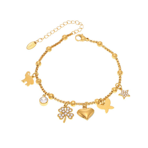 Wholesale Geometric Stainless Steel Electroplated 18K Real Gold 5A Zircon Diy Bracelet Anklet Jewelry For Women