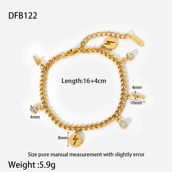 Wholesale Geometric Stainless Steel Electroplated Lightning Rhinestone Pendant Bracelet For Unisex And Women