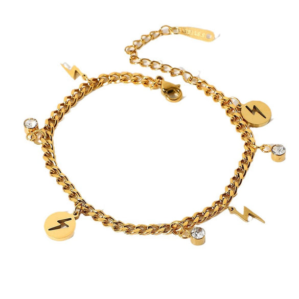 Wholesale Geometric Stainless Steel Electroplated Lightning Rhinestone Pendant Bracelet For Unisex And Women