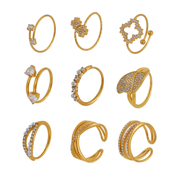 Wholesale Geometric Stainless Steel Electroplated Open Finger Ring For Women