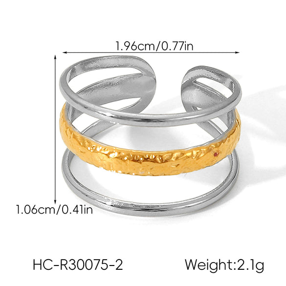 Wholesale Geometric Stainless Steel Electroplated Open Rings For Women