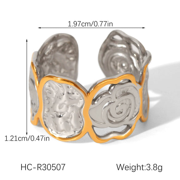 Wholesale Geometric Stainless Steel Electroplated Open Rings For Women
