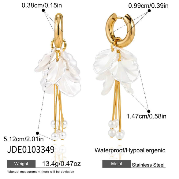 Wholesale Geometric Stainless Steel Electroplated Plants Flowers Style Tassel Earrings For Women