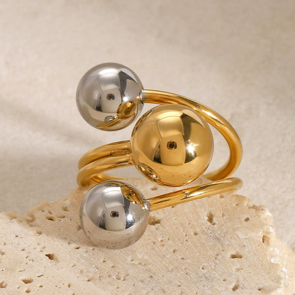 Wholesale Geometric Stainless Steel Electroplated Ring And Bracelet For Women