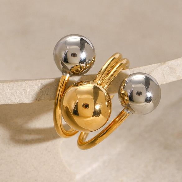Wholesale Geometric Stainless Steel Electroplated Ring And Bracelet For Women
