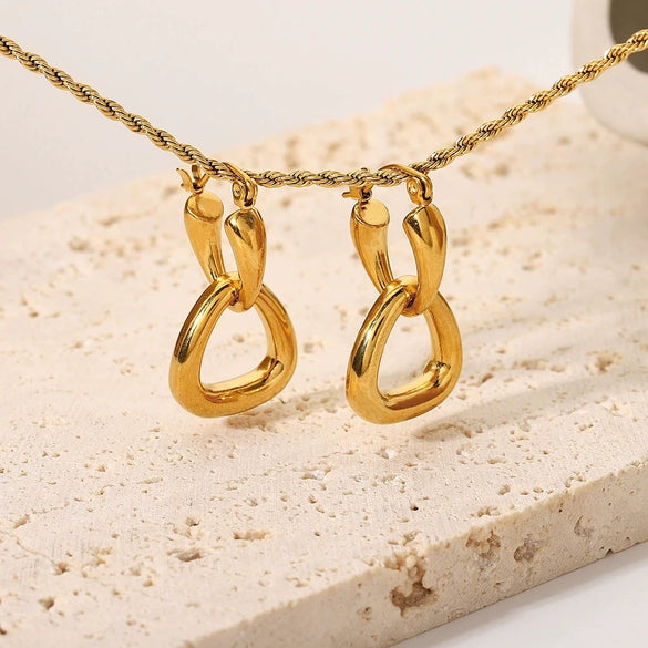 Wholesale Geometric Stainless Steel Electroplated Ring Pendant Earrings Jewelry For Women