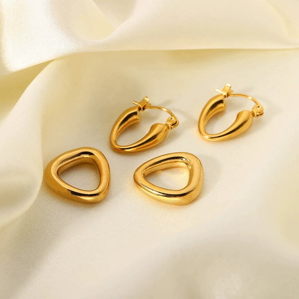 Wholesale Geometric Stainless Steel Electroplated Ring Pendant Earrings Jewelry For Women