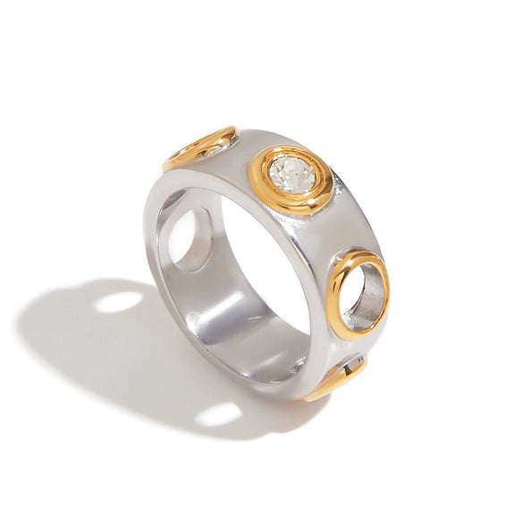 Wholesale Geometric Stainless Steel Electroplated Rings For Women Punk Jewelry