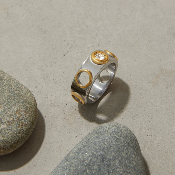 Wholesale Geometric Stainless Steel Electroplated Rings For Women Punk Jewelry
