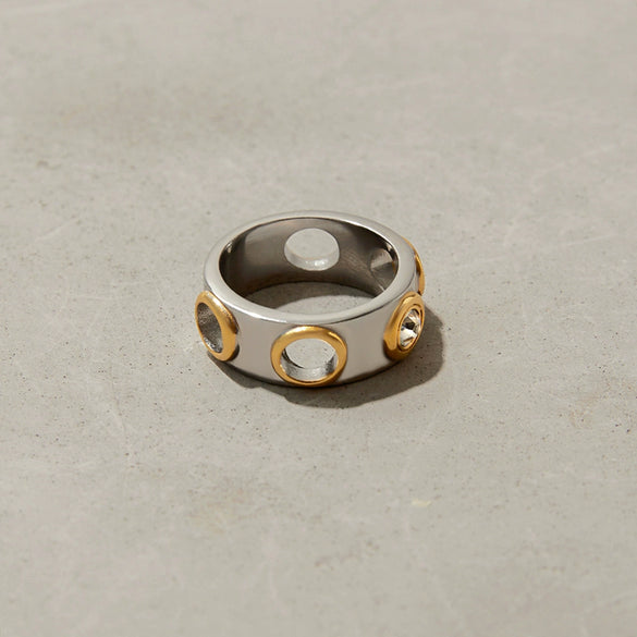 Wholesale Geometric Stainless Steel Electroplated Rings For Women Punk Jewelry