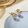 Wholesale Geometric Stainless Steel Electroplated Round Bead Earrings For Women