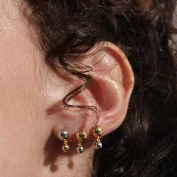 Wholesale Geometric Stainless Steel Electroplated Round Bead Earrings For Women