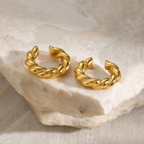 Wholesale Geometric Stainless Steel Electroplated Round Ear Clips For Women