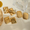 Wholesale Geometric Stainless Steel Electroplated Square Wave Texture Earrings For Women