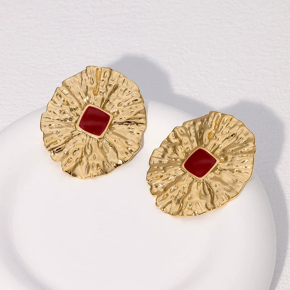 Wholesale Geometric Stainless Steel Electroplated Stud Earrings For Women With Retro Design