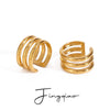 Wholesale Geometric Stainless Steel Electroplated Three Layer Hollow Ear Clip Earrings Jewelry Quiet Design High Grade
