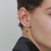 Wholesale Geometric Stainless Steel Electroplated Three Layer Hollow Ear Clip Earrings Jewelry Quiet Design High Grade