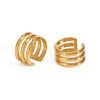 Wholesale Geometric Stainless Steel Electroplated Three Layer Hollow Ear Clip Earrings Jewelry Quiet Design High Grade