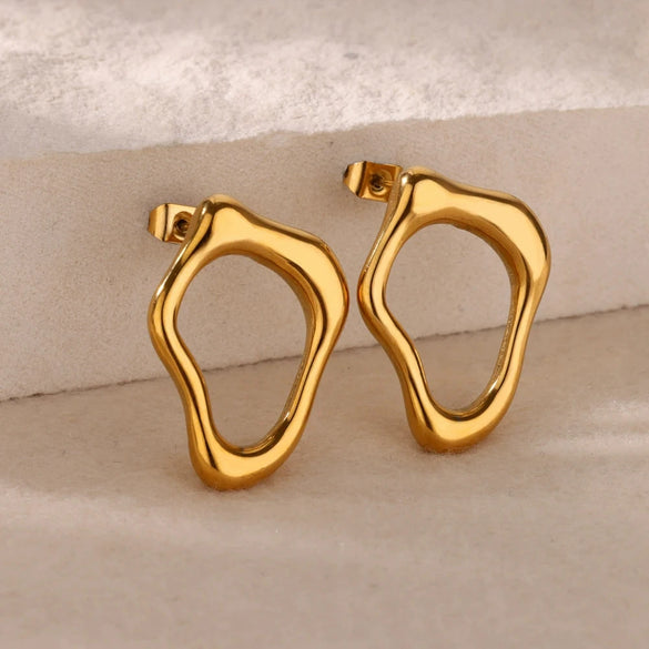 Wholesale Geometric Stainless Steel Electroplated Unisex Butterfly Stereo Earrings