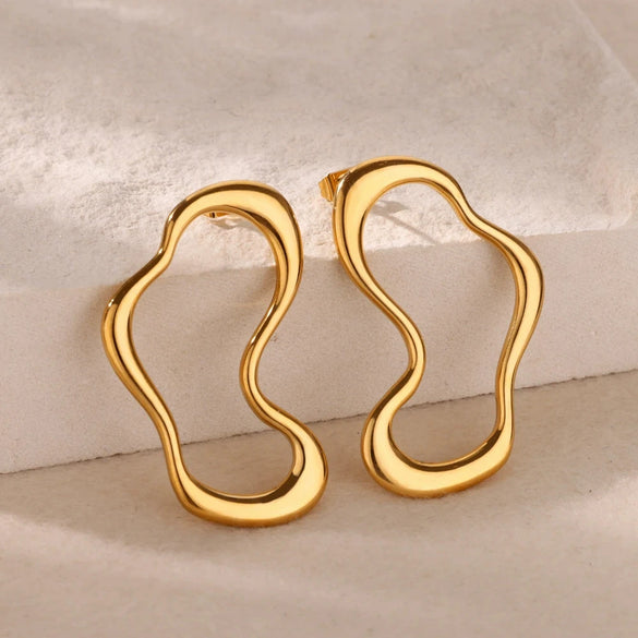Wholesale Geometric Stainless Steel Electroplated Unisex Butterfly Stereo Earrings