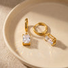 Wholesale Geometric Stainless Steel Electroplated Unisex Earrings With Square Pendant And Circle Design